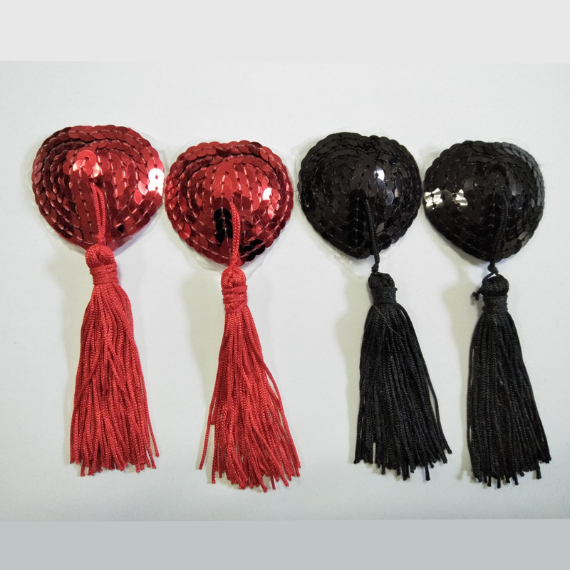 流苏心形亮片硅胶乳头贴 血滴子女式胸贴 性感情趣乳贴 一件代发