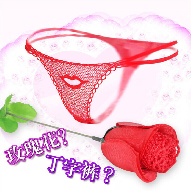 Sexy Underwear Rose Lady Sexy T-Shaped Panties Temptation T-Back Girl Sexy Underwear Adult Hair Generation Supplies