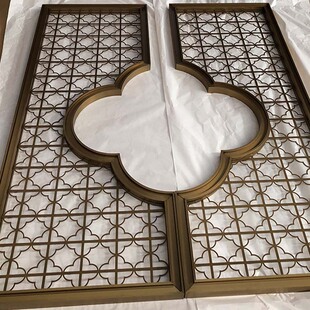 现代中式镂空隔断 酒店不锈钢窗花玄关 餐厅雕花定做装饰墙