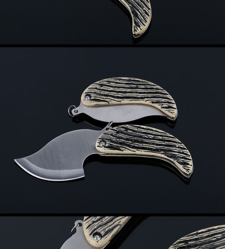 户外刀具创意树叶型折叠刀多功能野外求生折刀 迷你随身野营小刀