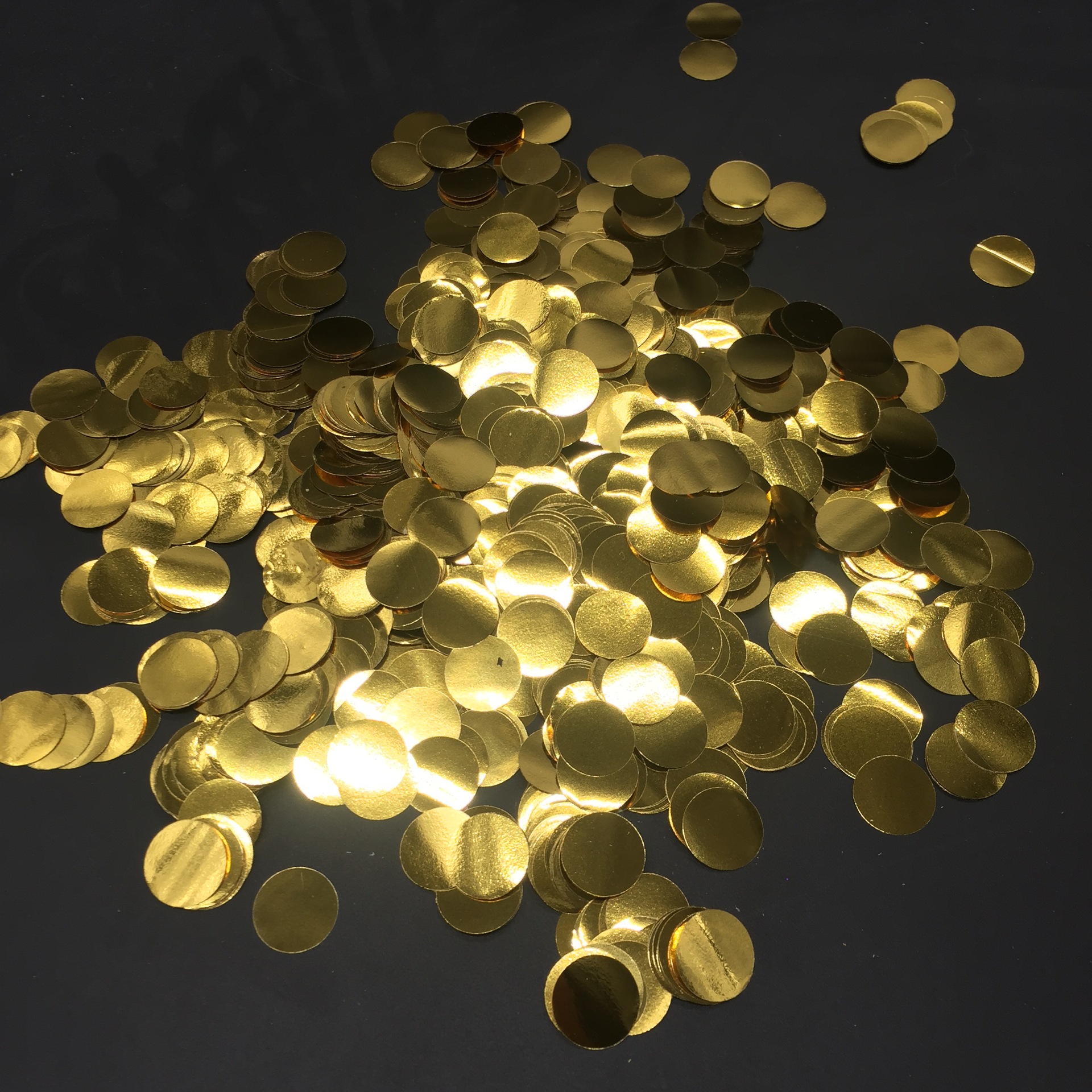 跨境热卖圆形金银色亮片 铝膜金色纸片铝箔纸屑气球装饰厂家直供