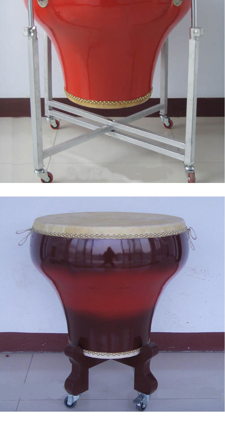 厂家直销16/18/20寸花盆鼓木质水鼓民族鼓鼓红鼓彩绘花盆鼓架鼓棒