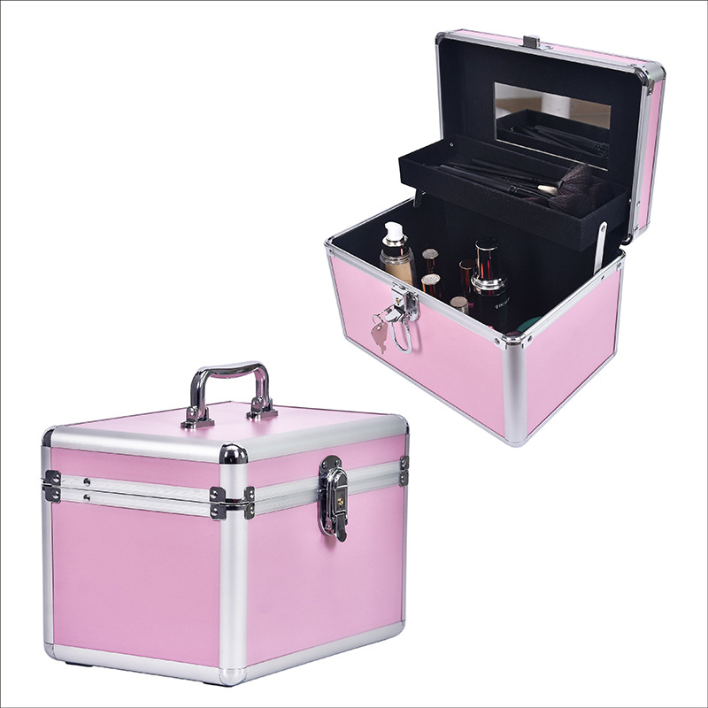 厂家现货1252家用小化妆箱 单层化妆箱 带镜子 铝箱 定做 沐足箱