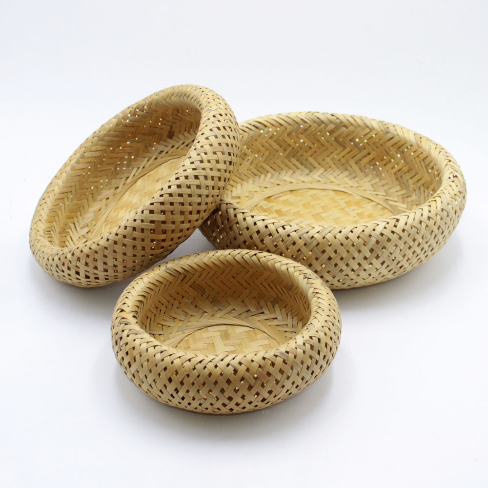 浅竹器皿竹编果盘竹子制品手工竹制品果篮工艺品水果篮竹编竹制品