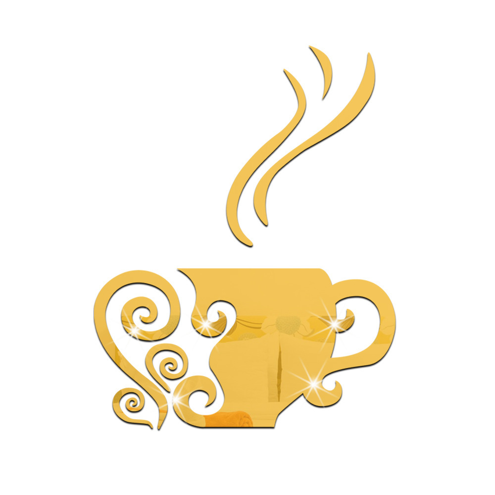 爆款休闲风咖啡杯镜面墙贴diy艺术墙贴电视背景镜面装饰墙贴d1006