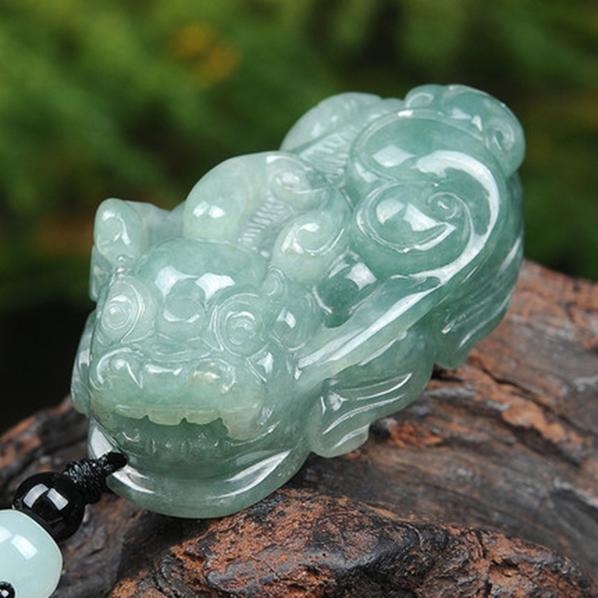 天然a货翡翠貔貅吊坠糯种浅绿色翡翠招财皮丘玉石挂件带证