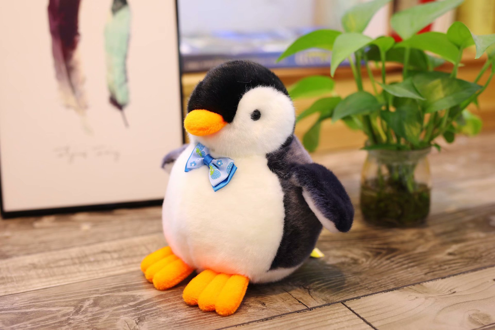 卡通仿真领结企鹅公仔企鹅布娃娃安抚公仔