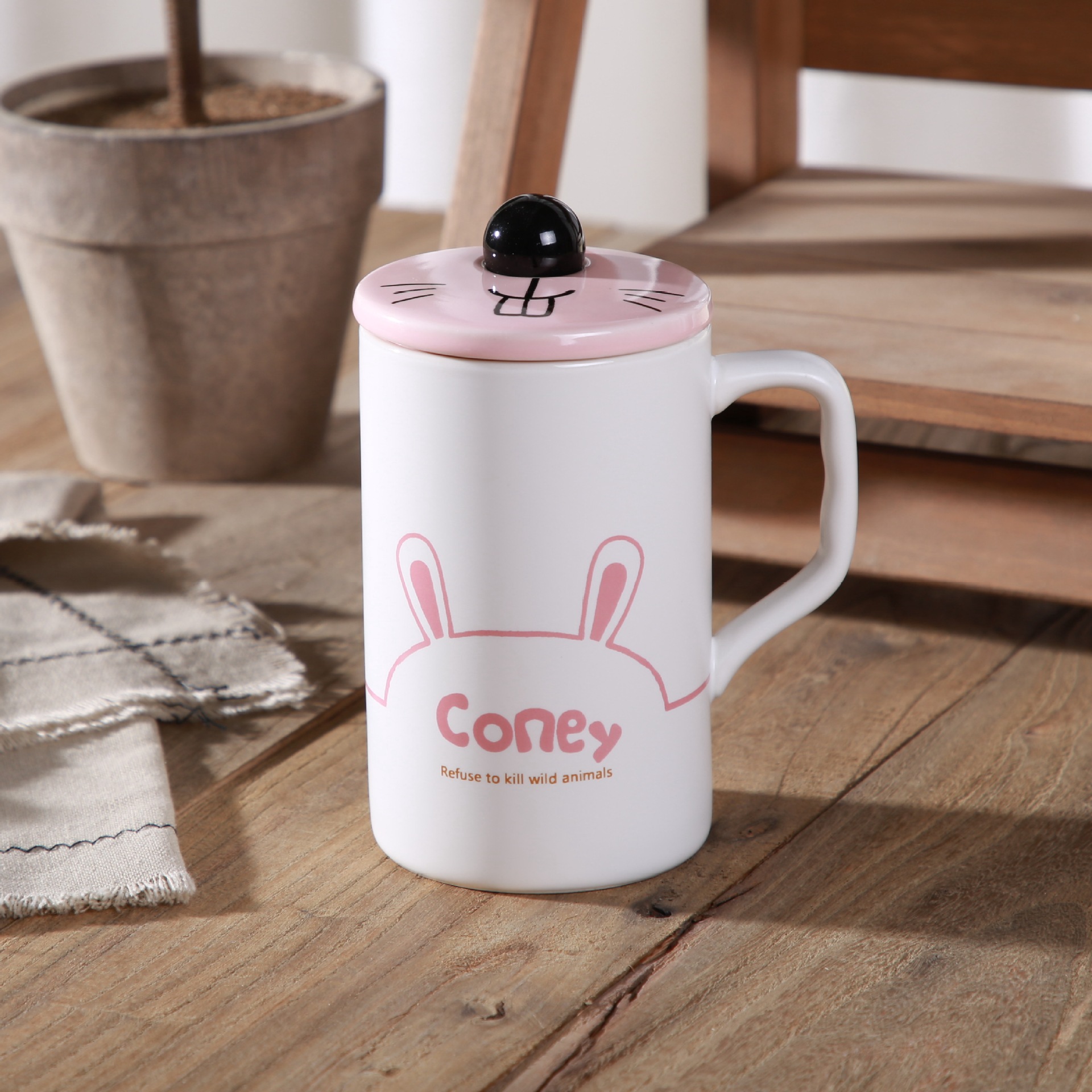 创意马克杯 可爱卡通动物陶瓷水杯 手绘简约环保咖啡杯 星悦陶瓷