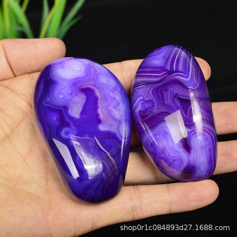 紫色缠丝玛瑙原石手把件天然玛瑙原料无优化紫玛瑙手玩件把玩石大