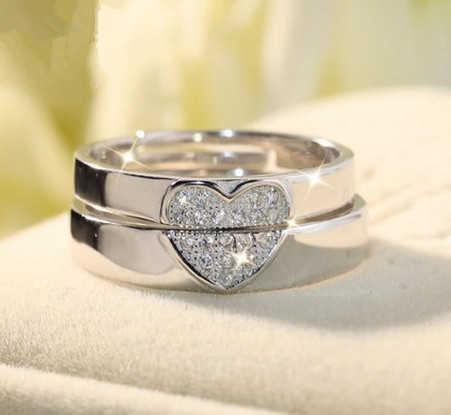 浪漫心形戒指 男女开口情侣对戒爱心形韩版戒指 情人节指环礼物