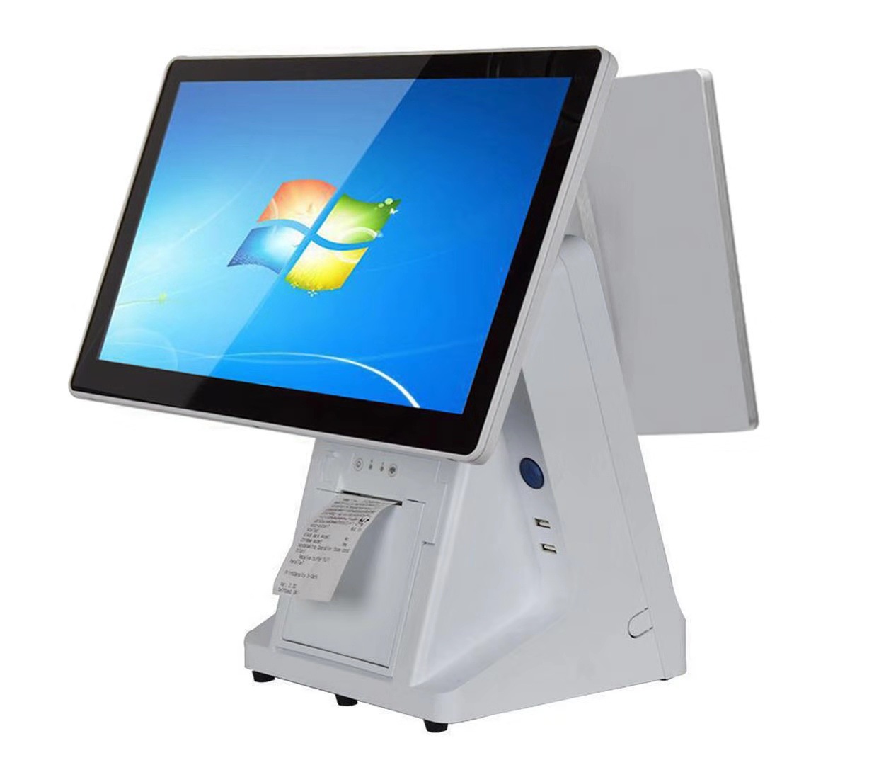 双屏带打印触摸收银一体机电脑 中文英文法文西文俄文点餐机厂家