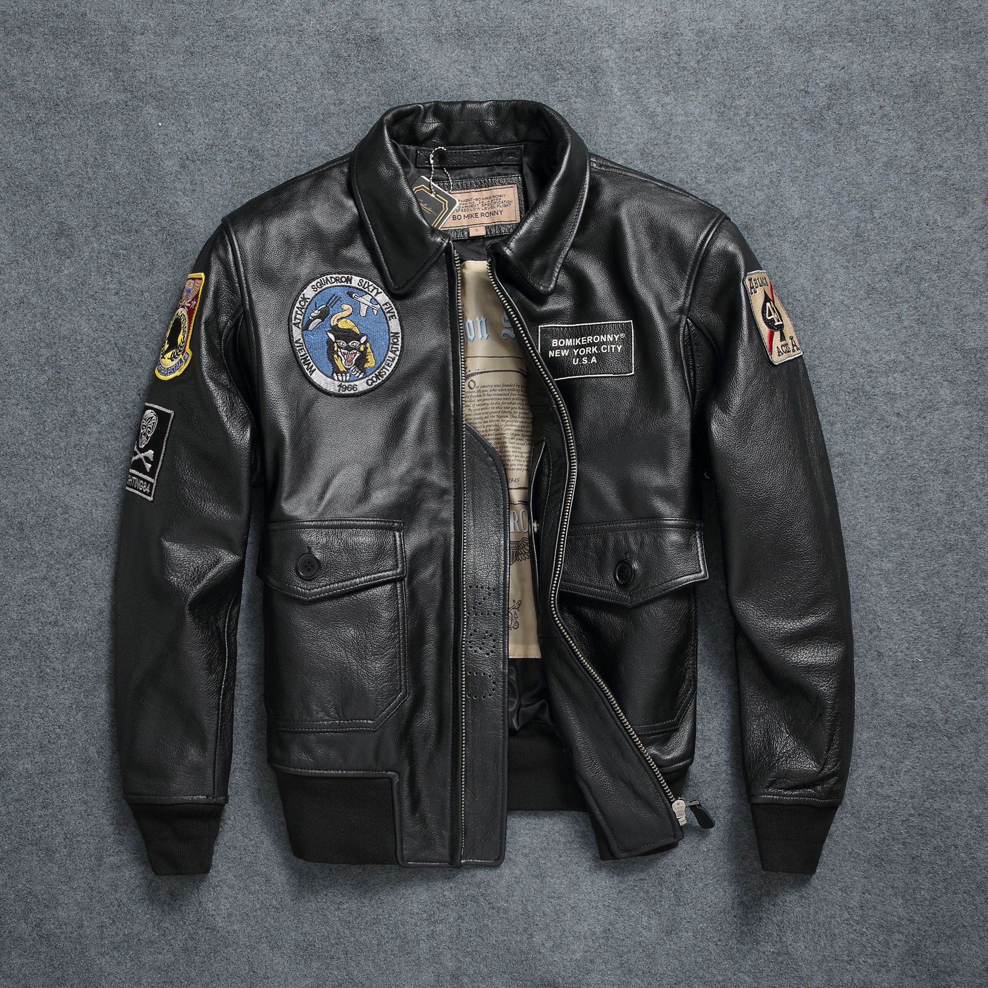 外贸真皮皮衣男士头层牛皮a2翻领空军服大码男款g1飞行员夹克外套