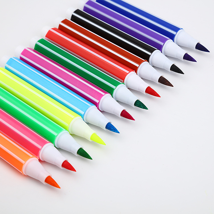 创意卡通六角软头印章水彩笔可爱手提多色彩笔盒装学生可洗绘画笔