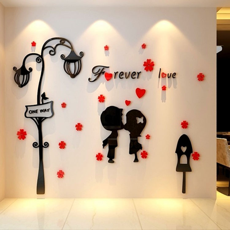 路灯下的情人亚克力立体3d水晶墙贴电视背景墙客厅卧室装饰品m148