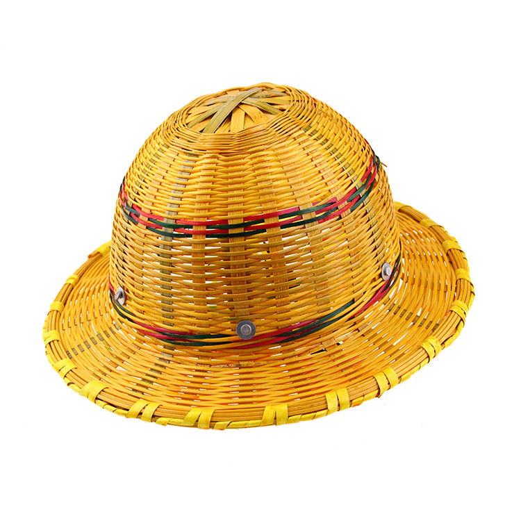 Safety Helmet Bamboo Hat Summer Construction Anti-Smashing Hat Bamboo Woven Worker Sun-Proof and Breathable Labor Protection Hat Wholesale