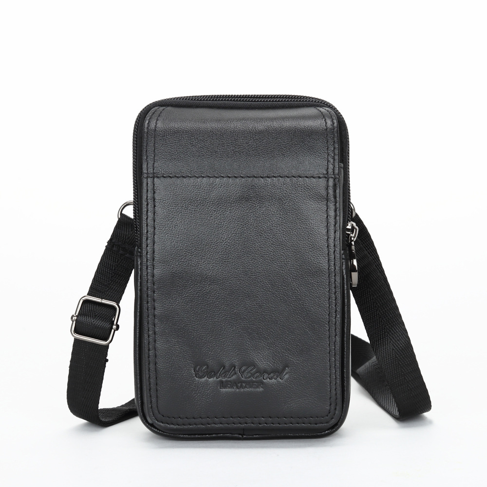 金珊瑚 正品真皮 休闲 男士 穿皮带 腰包小斜挎包 手机 男包6128