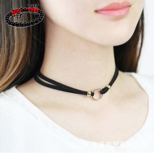 韩国绒铜圈锁骨链项圈 女士专用项链diy饰品配件批发欧美热卖款