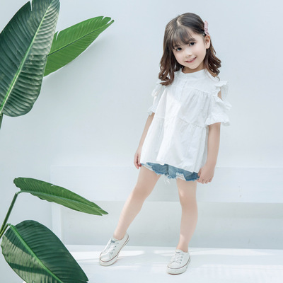 2018女童衬衫夏韩版时尚宝宝衬衣花边娃娃衫中小童潮流小女孩夏装