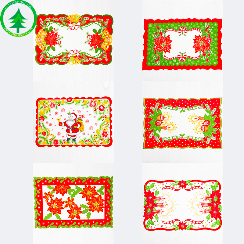 Christmas Dining-Table Decoration Christmas Dining Table Cushion Creative Christmas Printed Placemat Christmas Decorations Factory Direct Sales
