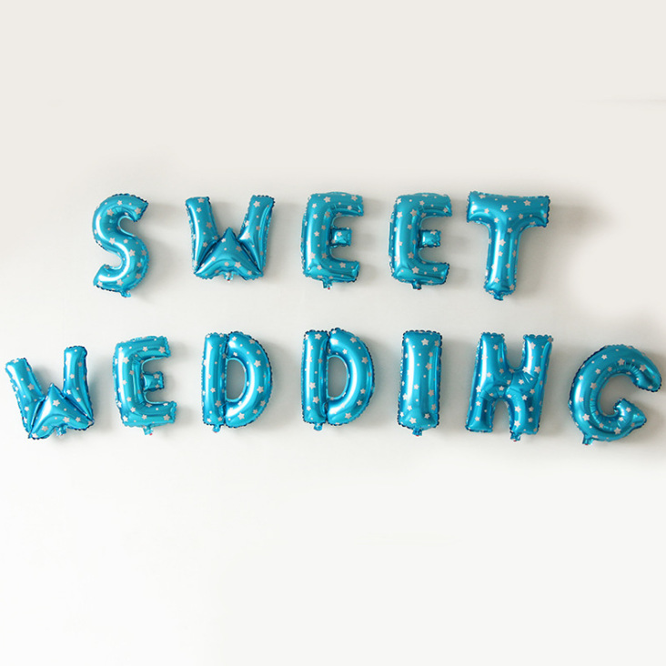 16寸字母铝膜气球套装 sweet wedding婚礼婚房装饰婚庆气球