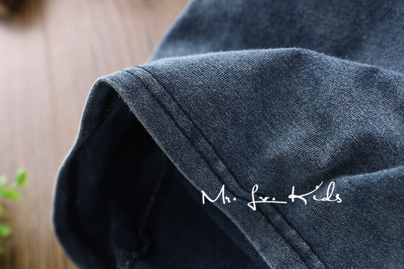 18夏季新款儿童中大童砂洗牛仔短袖t恤18-512