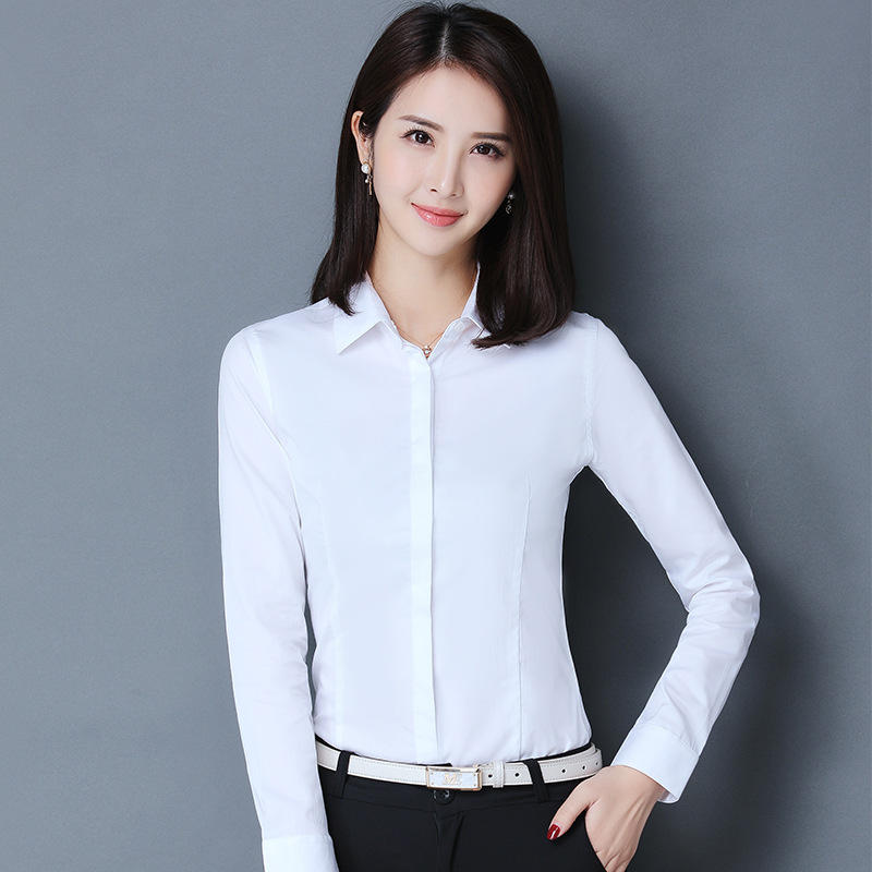 白衬衫女职业长袖防走光衬衣韩版修身显瘦工装正装工作服