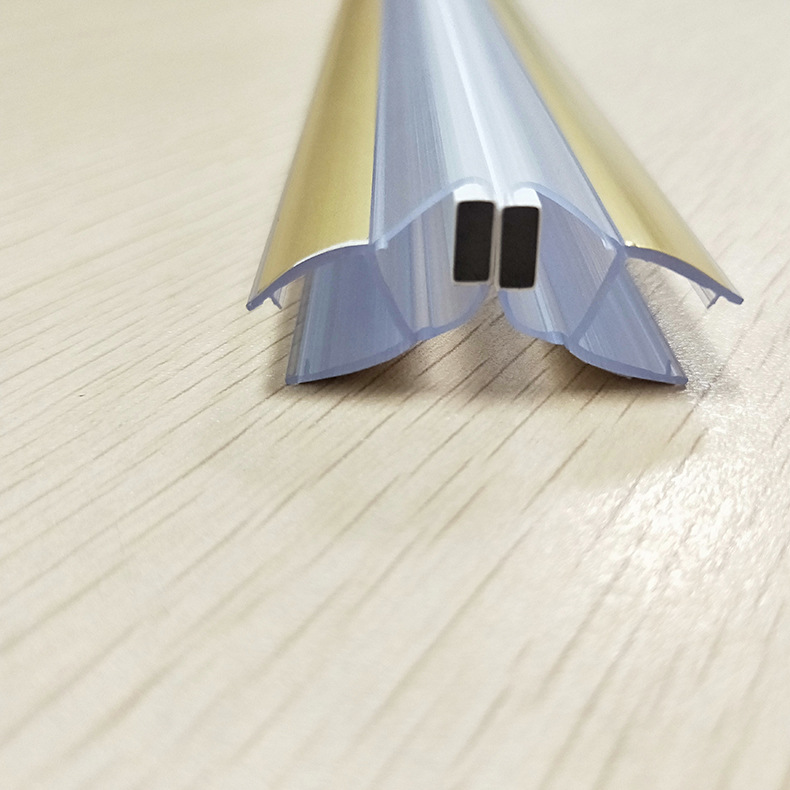 卫浴金色磁吸淋浴房胶条玻璃门磁吸条pvc胶条厂家扇形磁吸