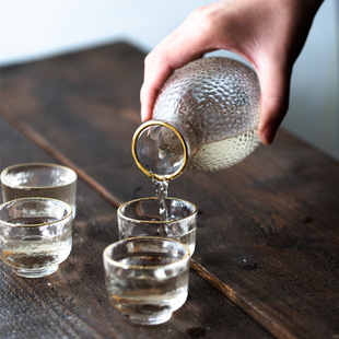 玻璃白酒杯日式小酒杯5件套白酒分酒器酒杯酒具套装温酒壶清酒杯