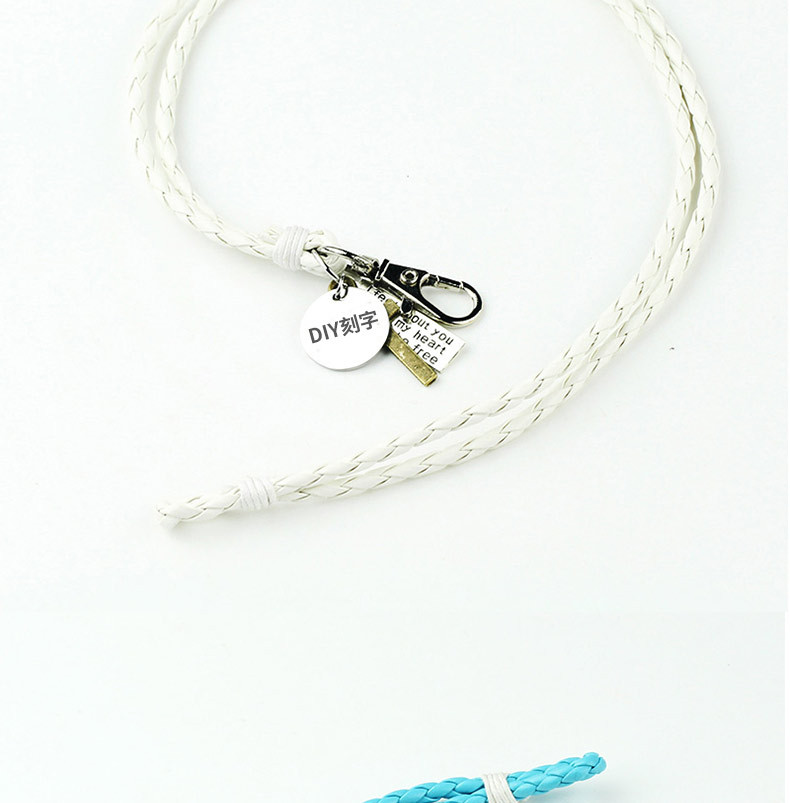 x玖少年团肖战伍嘉成同款圆牌刻字皮绳编织十字架手链绳环082