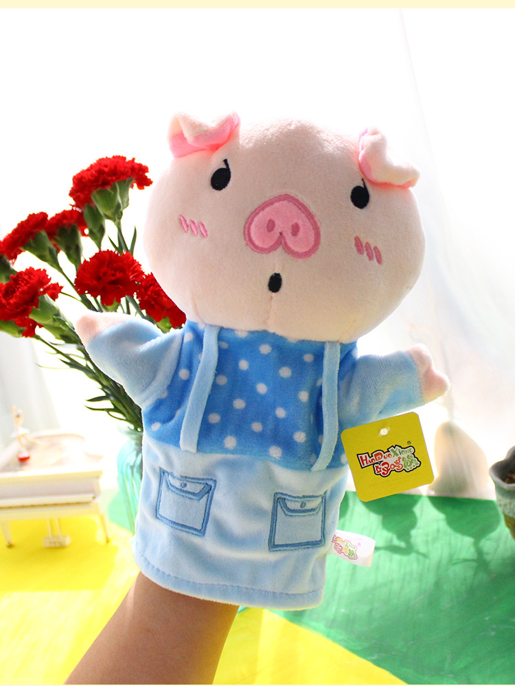 卡通小猪手偶娃娃毛绒玩具动物手套玩偶幼儿园表演猪年吉祥物益智