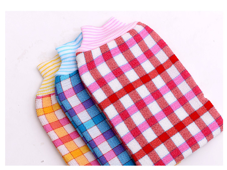 Thickened Bath Back Wiping Gloves Plaid Back Rub Towel Magic Rub-Free Bath Towel Strong Back Rubbing Mud Rubbing Bath Towel