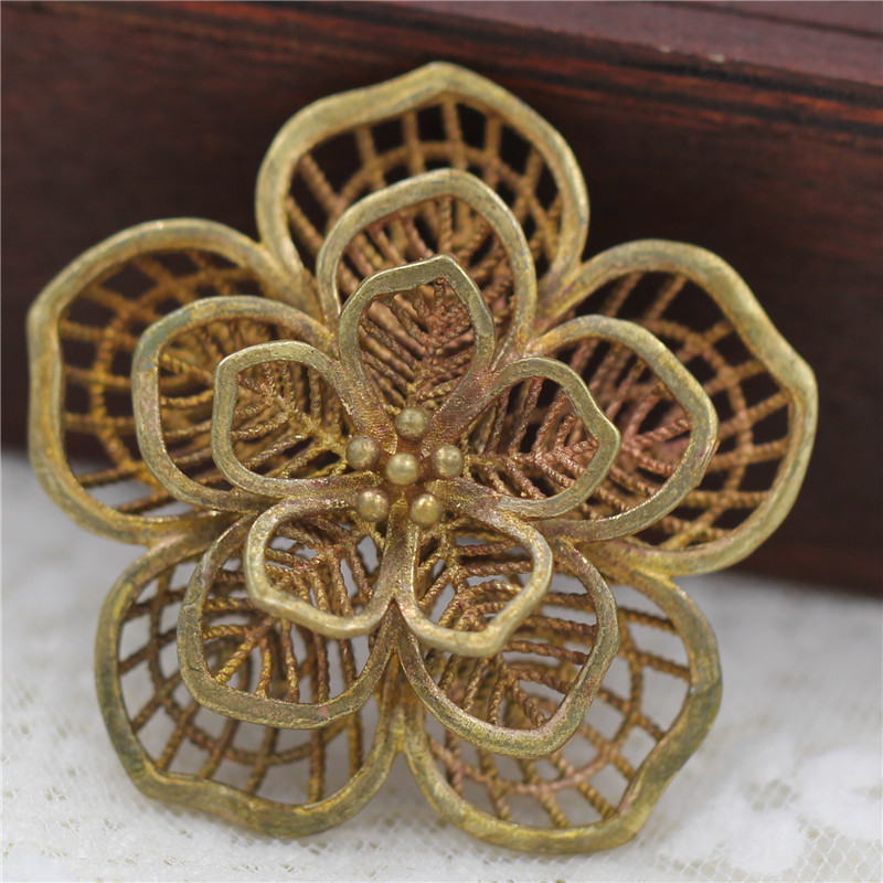 36mm铸铜花朵 diy古风头饰发簪点缀 鞋饰配件材料