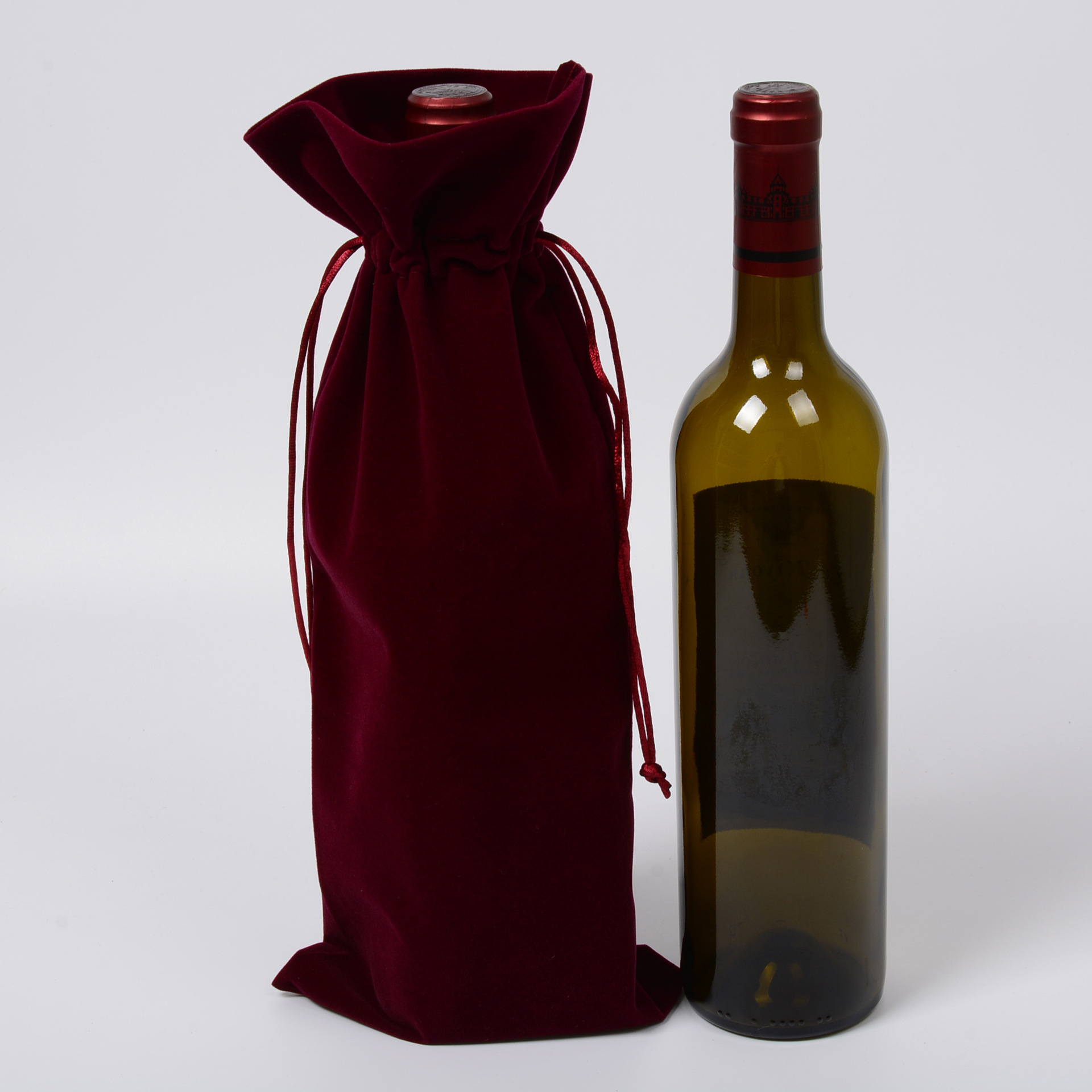 红酒束口袋 绒布香槟葡萄酒盲品袋 wine bottle bag 礼品红酒瓶套