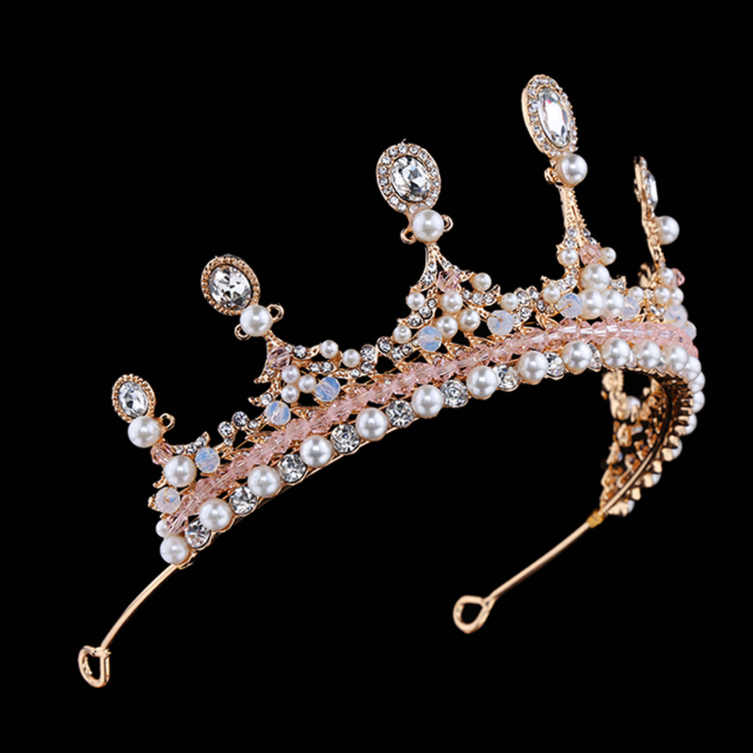 新娘头饰2019年新款皇冠婚纱配饰饰品水晶串珠发箍公主王冠欧美