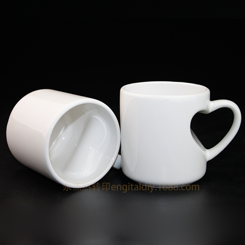 Thermal Transfer Ceramic White Cup Mug Thermal Transfer Supplies Wholesale Peach Heart Cup Wholesale-Peach Heart White Cup