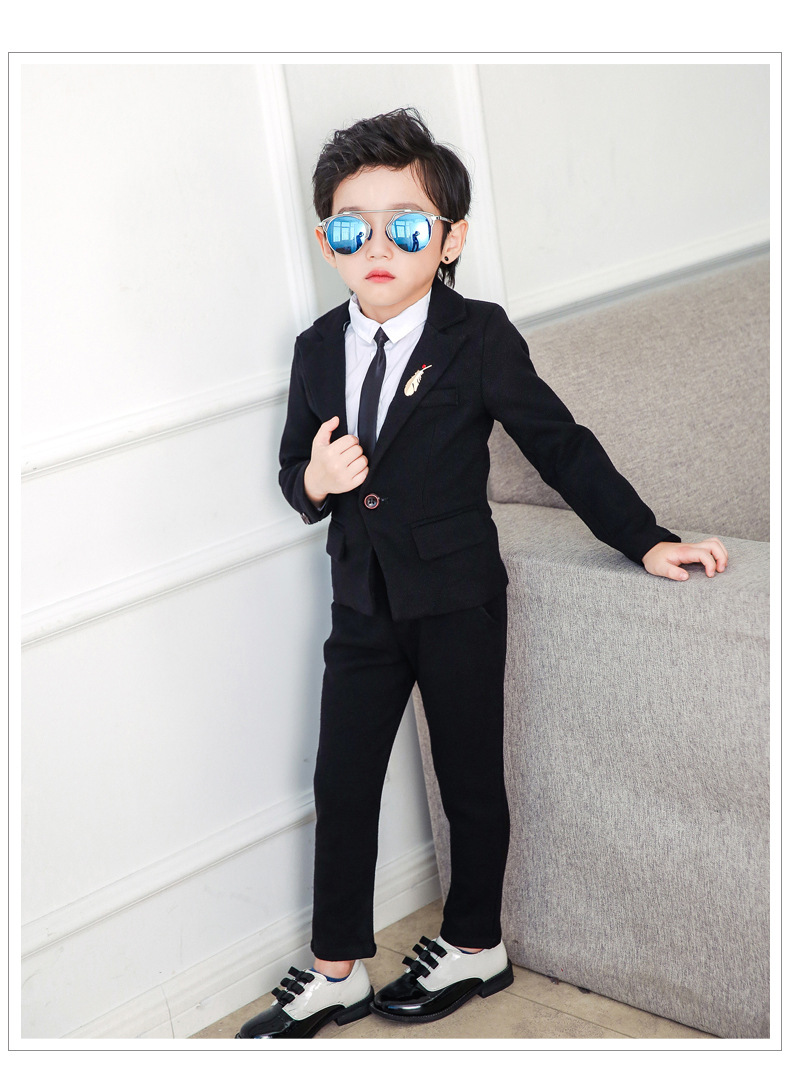韩版男童春秋款礼服套装西装儿童小西装男孩长袖演出服潮一件代发