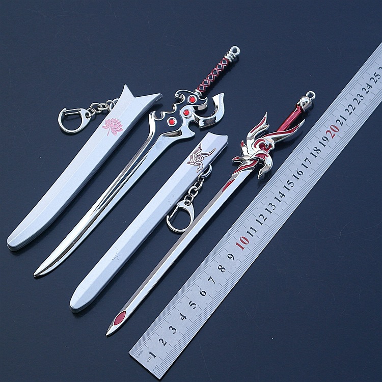 荣耀英雄武器李白青莲剑凤求凰皮肤兵器带合金剑鞘钥匙扣动漫刀扣