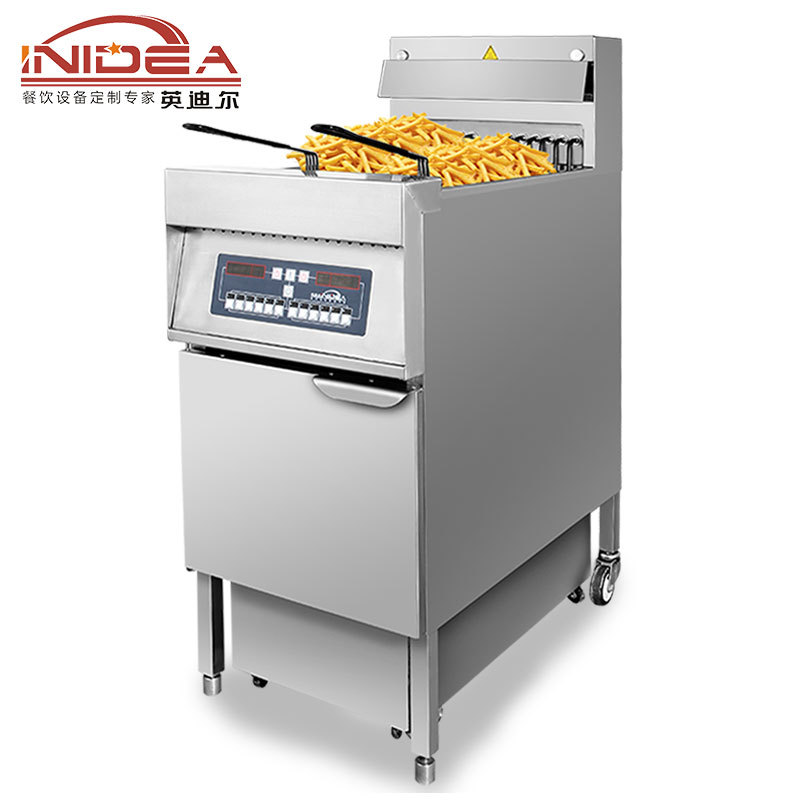 英迪尔油炸机双缸双筛立式商用电炸锅 大容量带滤油车电热炸炉