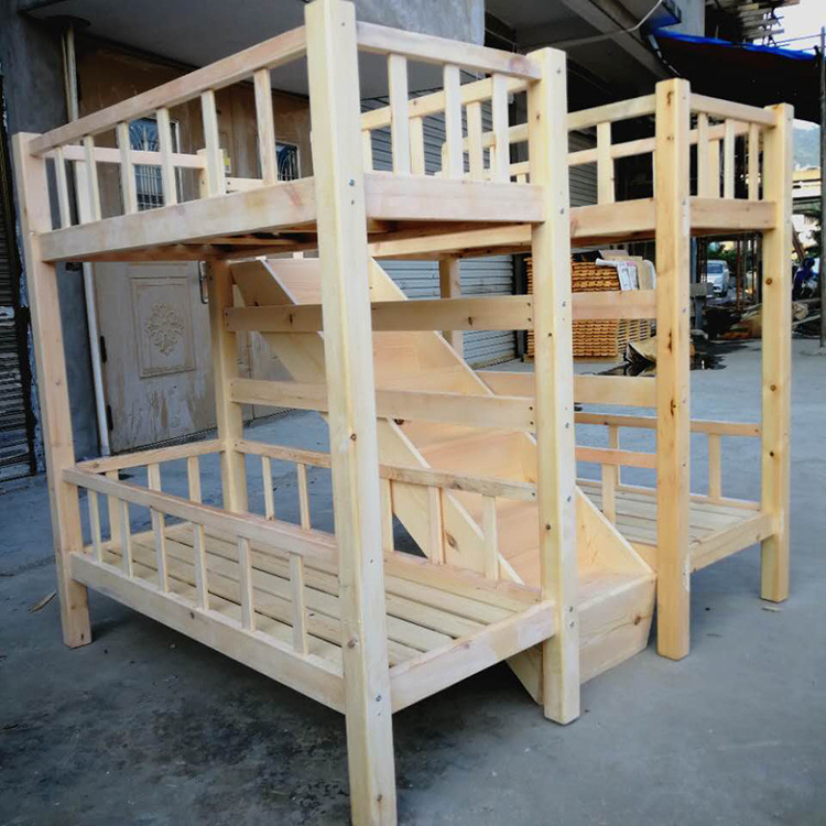 幼儿园上下床儿童实木床双层四人床幼儿园床木质楼梯床可批发定制