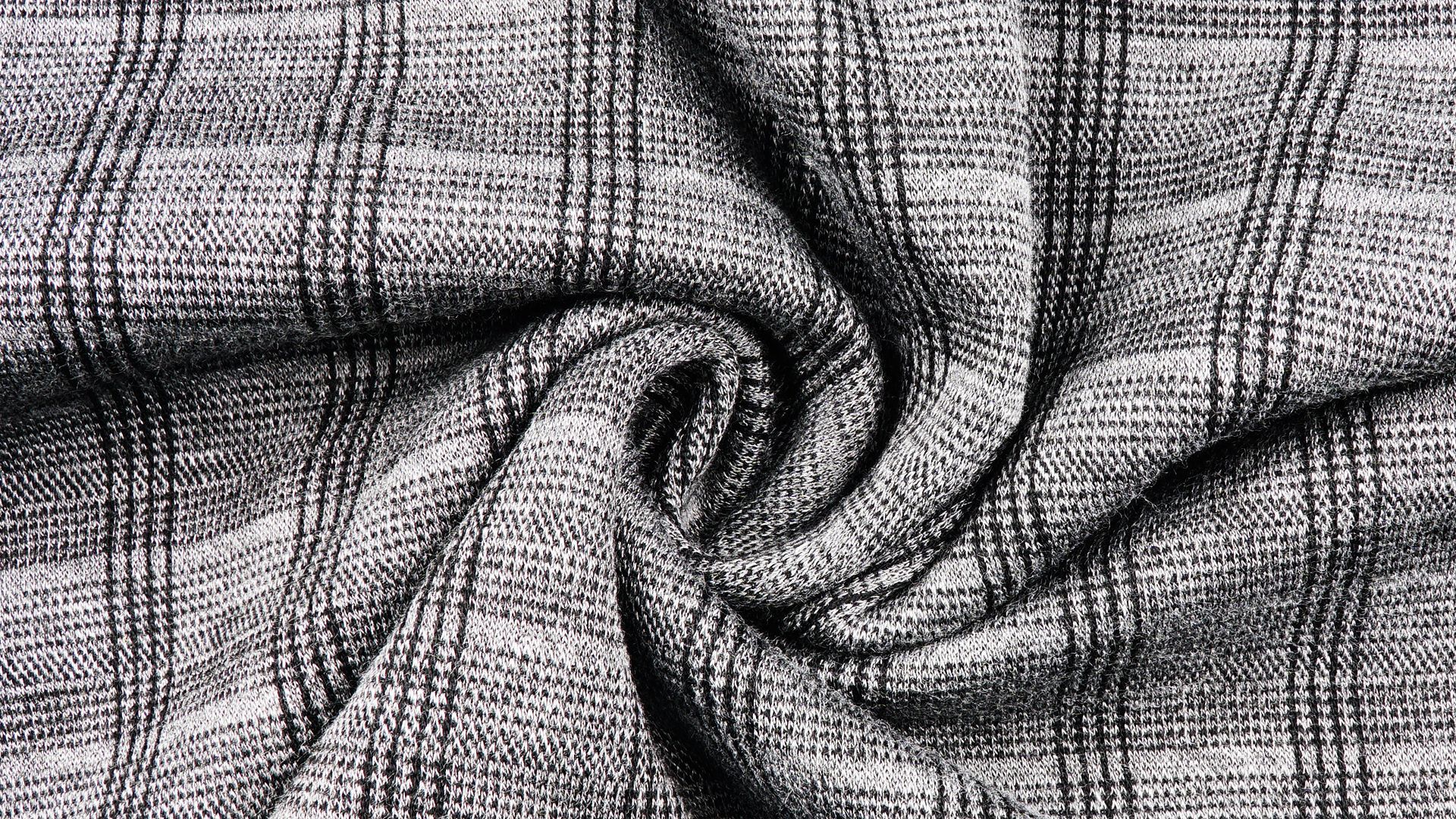 经典黑灰方格子针织提花布 女装童装 外套连衣裙裤子面料