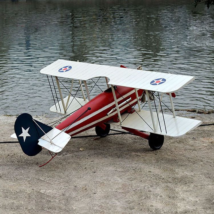 复古双翼滑翔机模型家居软装饰摆设大型二战飞机摆件摄影道具批发