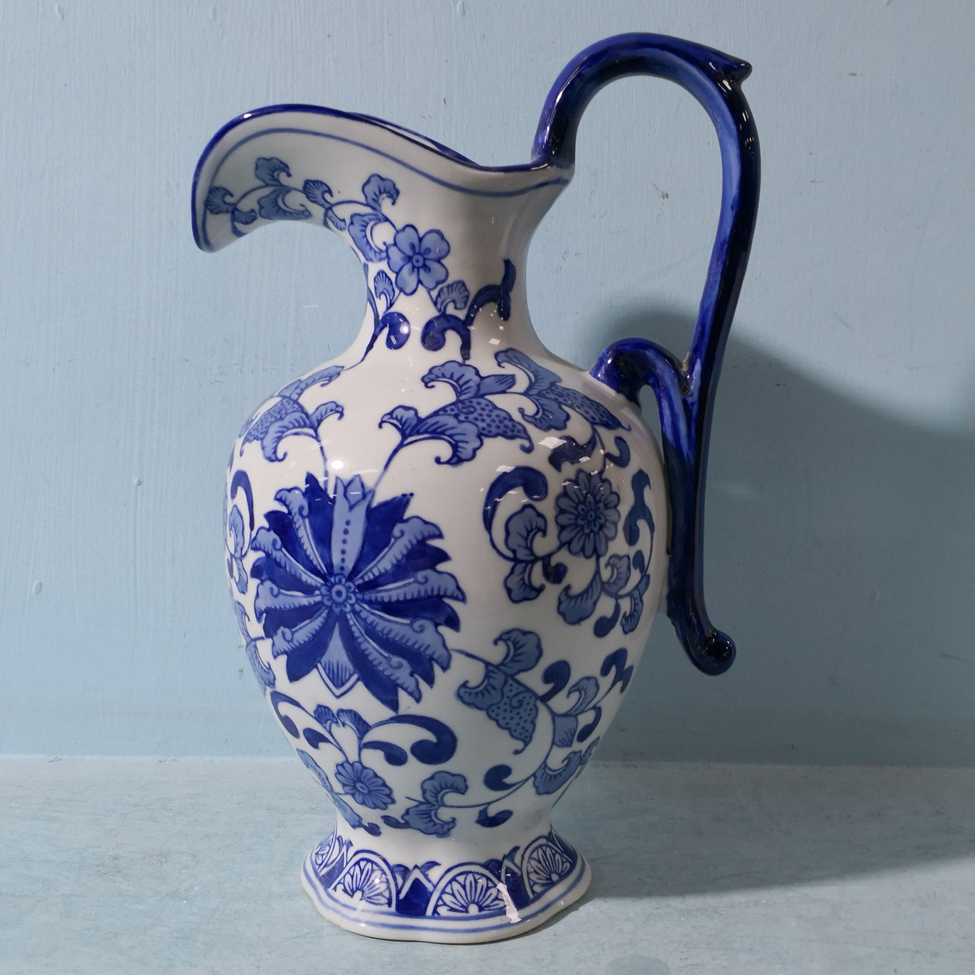 12奶壶形青花花瓶干花塑料仿真花瓶家居摆件高温釉下陶瓷et1004