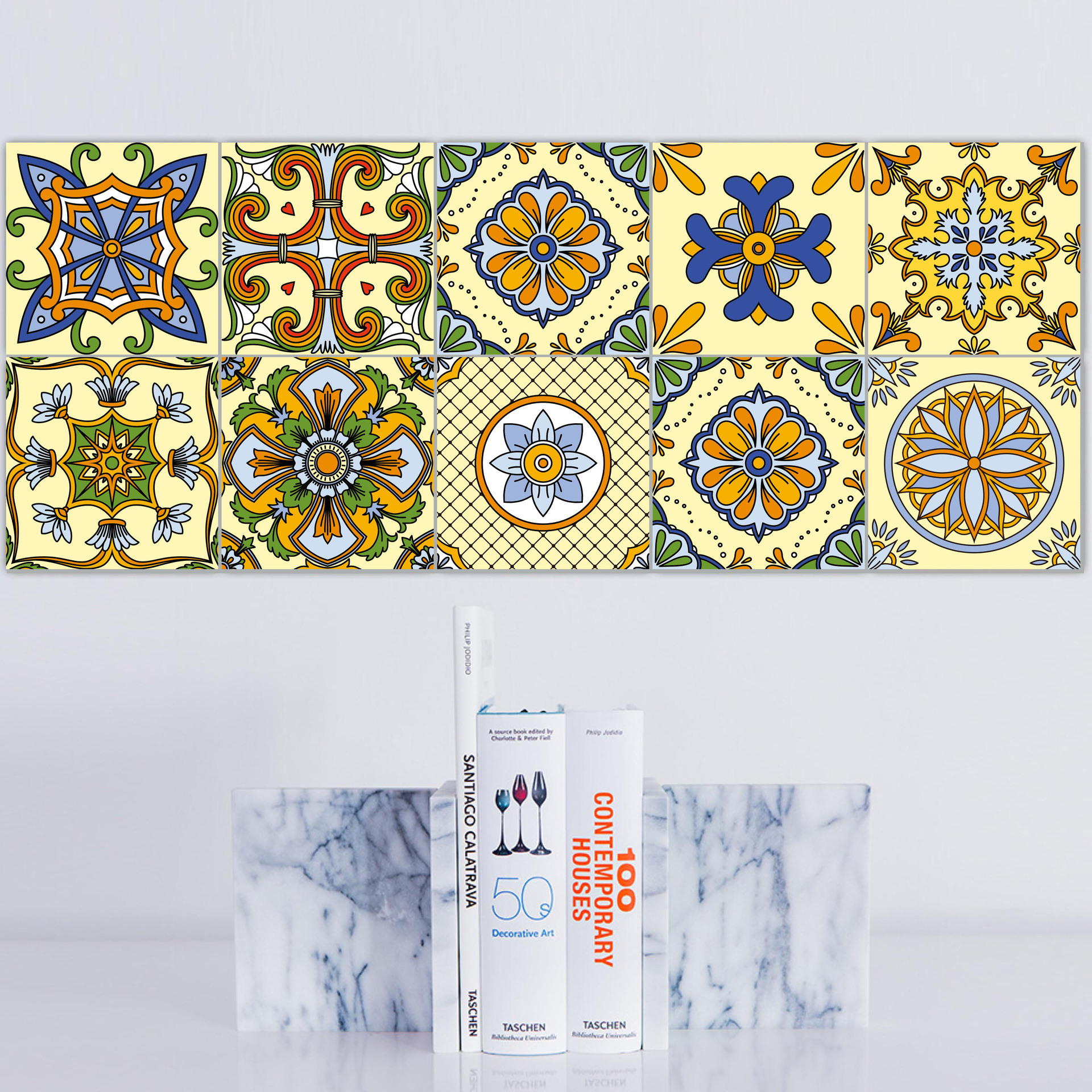 复古摩洛哥瓷砖贴防滑花砖贴纸客厅卧室防水可移墙贴定制dt062