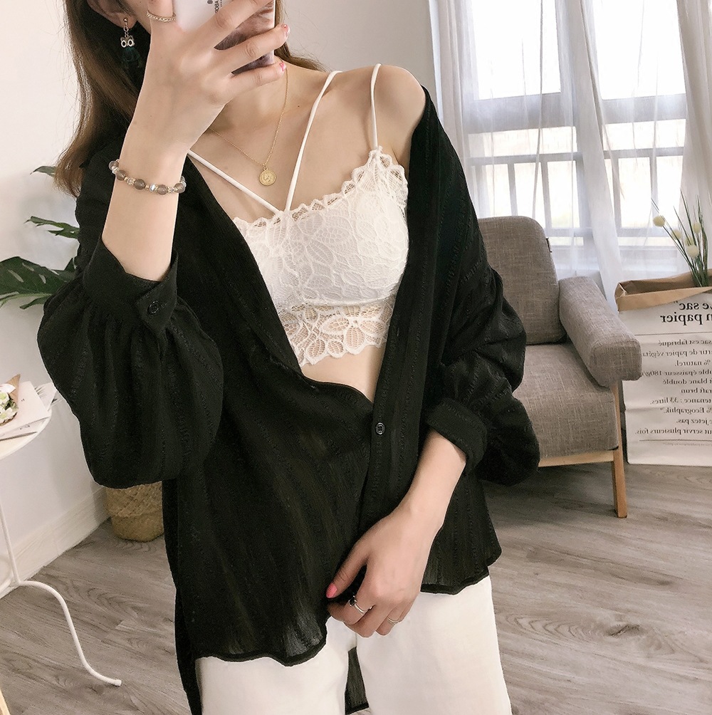 全蕾丝抹胸文胸无钢圈防走光裹胸性感聚拢内衣女学生高中少女薄夏