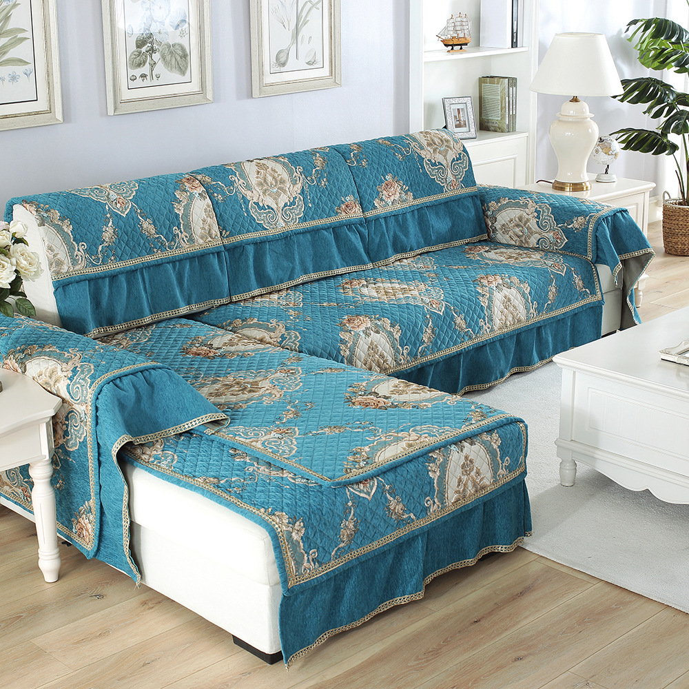 新款雪尼尔羊绒面料沙发垫半成品夹棉绗缝布料幅宽2.8米厂家批发