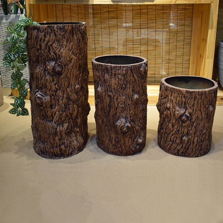 北欧特色树干型可种植水泥落地花盆户外组合室内外绿植创意摆设76