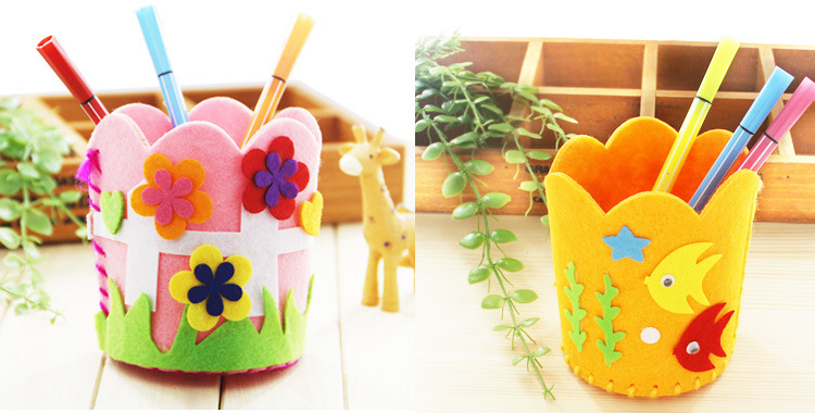 无纺布笔筒 儿童手工制作 立体diy幼儿园宝宝创意粘贴制作