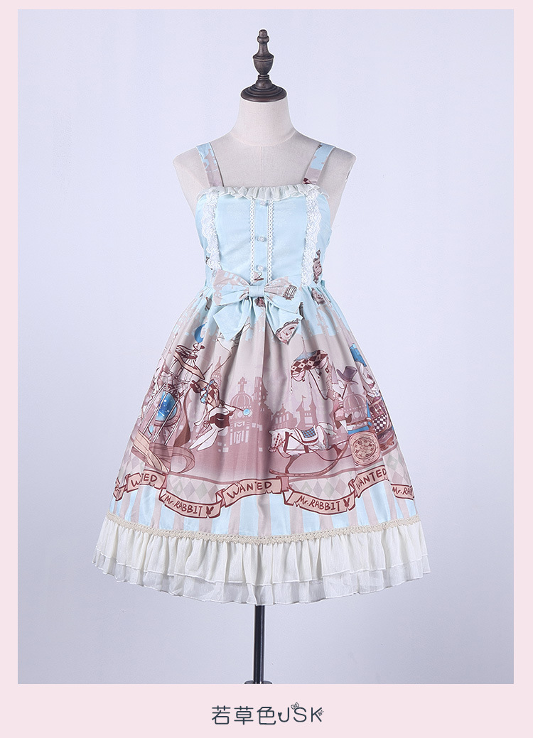 4折清仓现货原创日系洛丽塔连衣裙怪盗布偶兔子吊带裙jsk连衣裙女