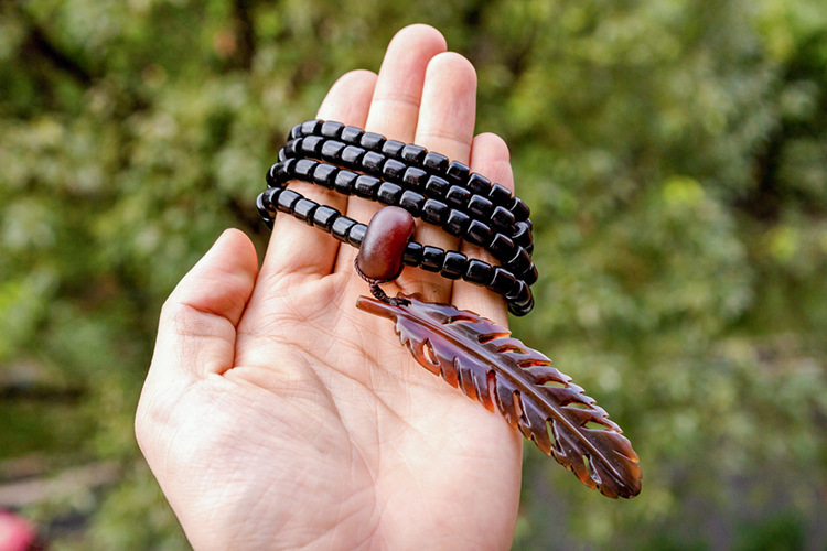 纯黑羊角手串手链108颗佛珠念珠饰品藏式diy搭配民族风厂家直销