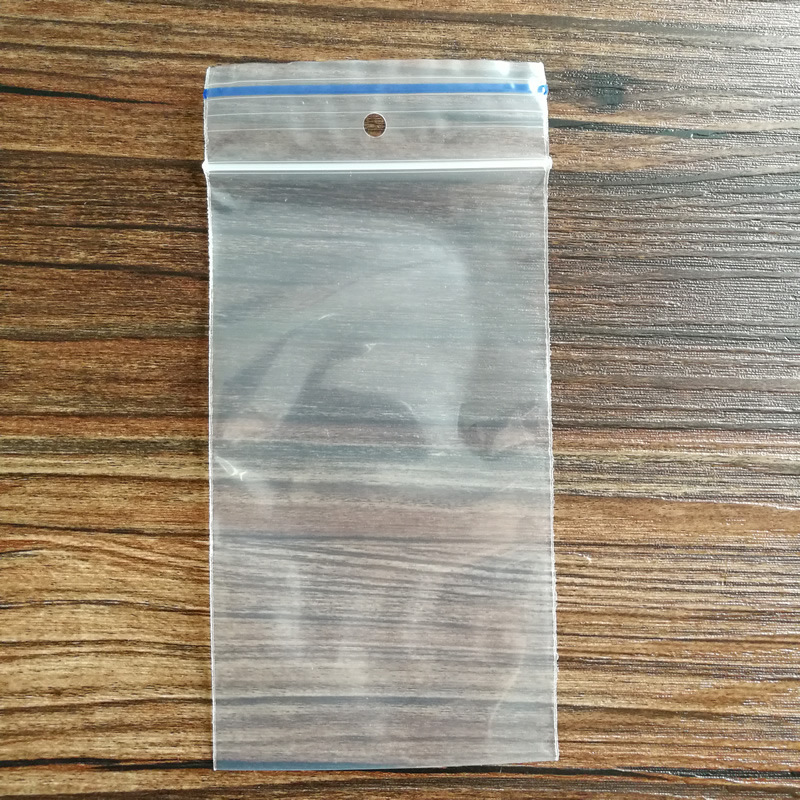 工厂定制骨上打孔7*11pe胶袋 蓝线透明自封袋pe包装袋